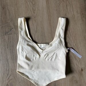 Urban Outfitters Cream Ribbed Tank